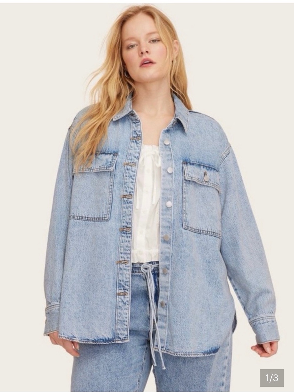 PARKE x Target Light Wash Oversized Denim Shirt Jacket